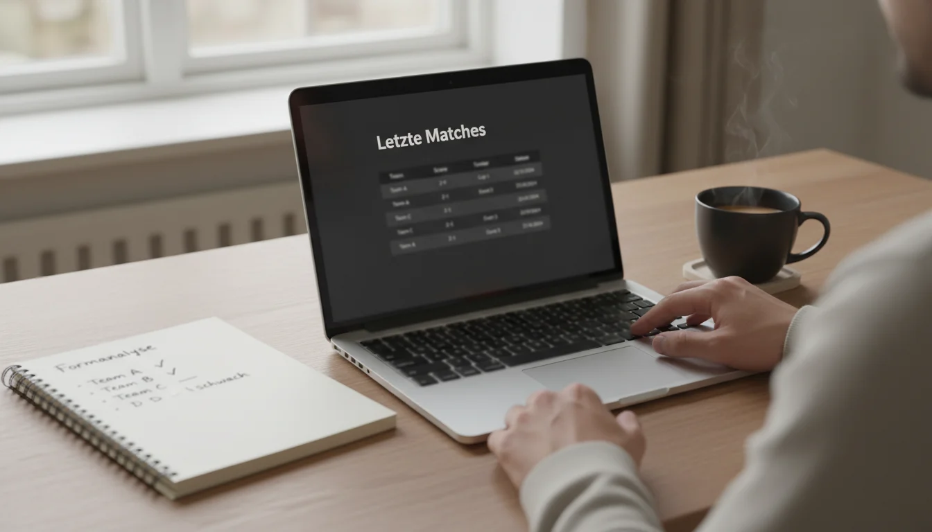 CS2 Formanalyse — Person scrollt durch Matchergebnisse auf HLTV auf einem Laptop