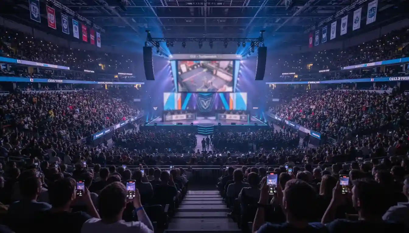CS2 Turniere zum Wetten — Esport-Arena während eines Major-Turniers mit Publikum