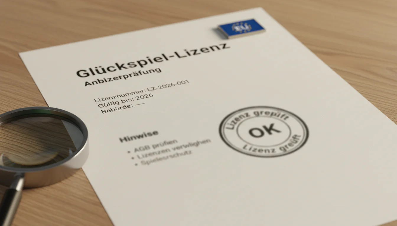 CS2 Wettanbieter und Lizenzen — Dokument mit einem Lizenz-Stempel auf einem Schreibtisch